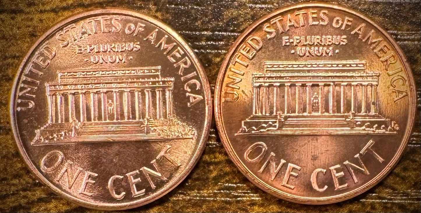 1990 P & D Lincoln Memorial Cent BU 2 Coin Set From Original Rolls1