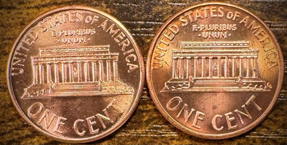 1990 P & D Lincoln Memorial Cent BU 2 Coin Set From Original Rolls1