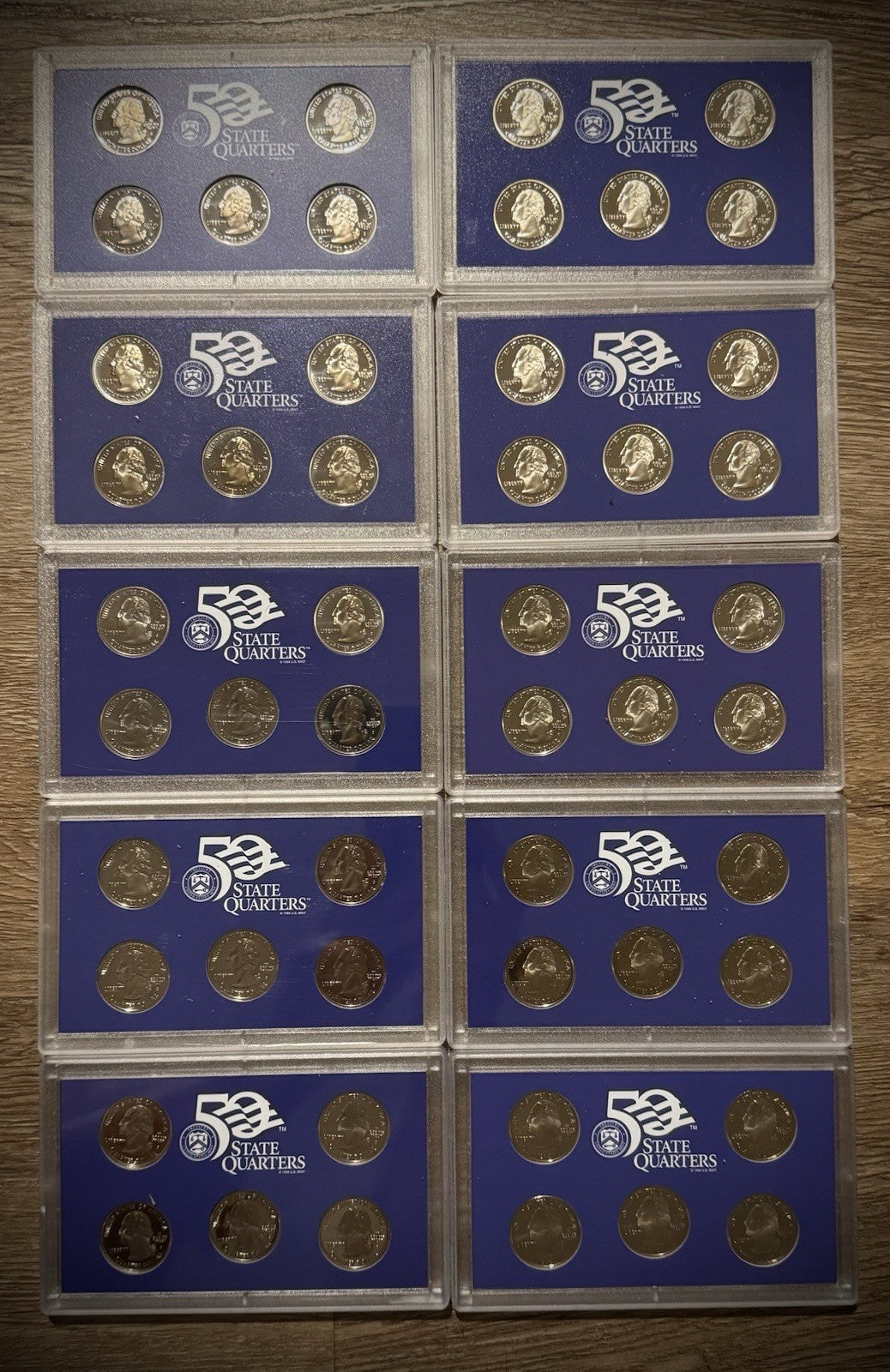 1999-2008 S COMPLETE 50 State Proof Quarter Set w US Mint PROOF Set Box & COA0