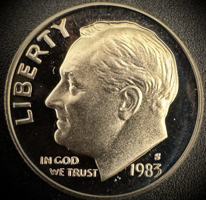 1983-S PROOF Roosevelt Dime 10C Clad DEEP CAMEO Coin From US Mint Proof Set0