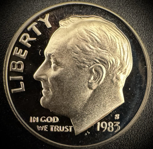 1983-S PROOF Roosevelt Dime 10C Clad DEEP CAMEO Coin From US Mint Proof Set0