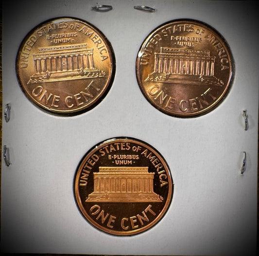 2007 P D S Lincoln Memorial Cent UNCIRCULATED + PROOF 3 Coin Lot1