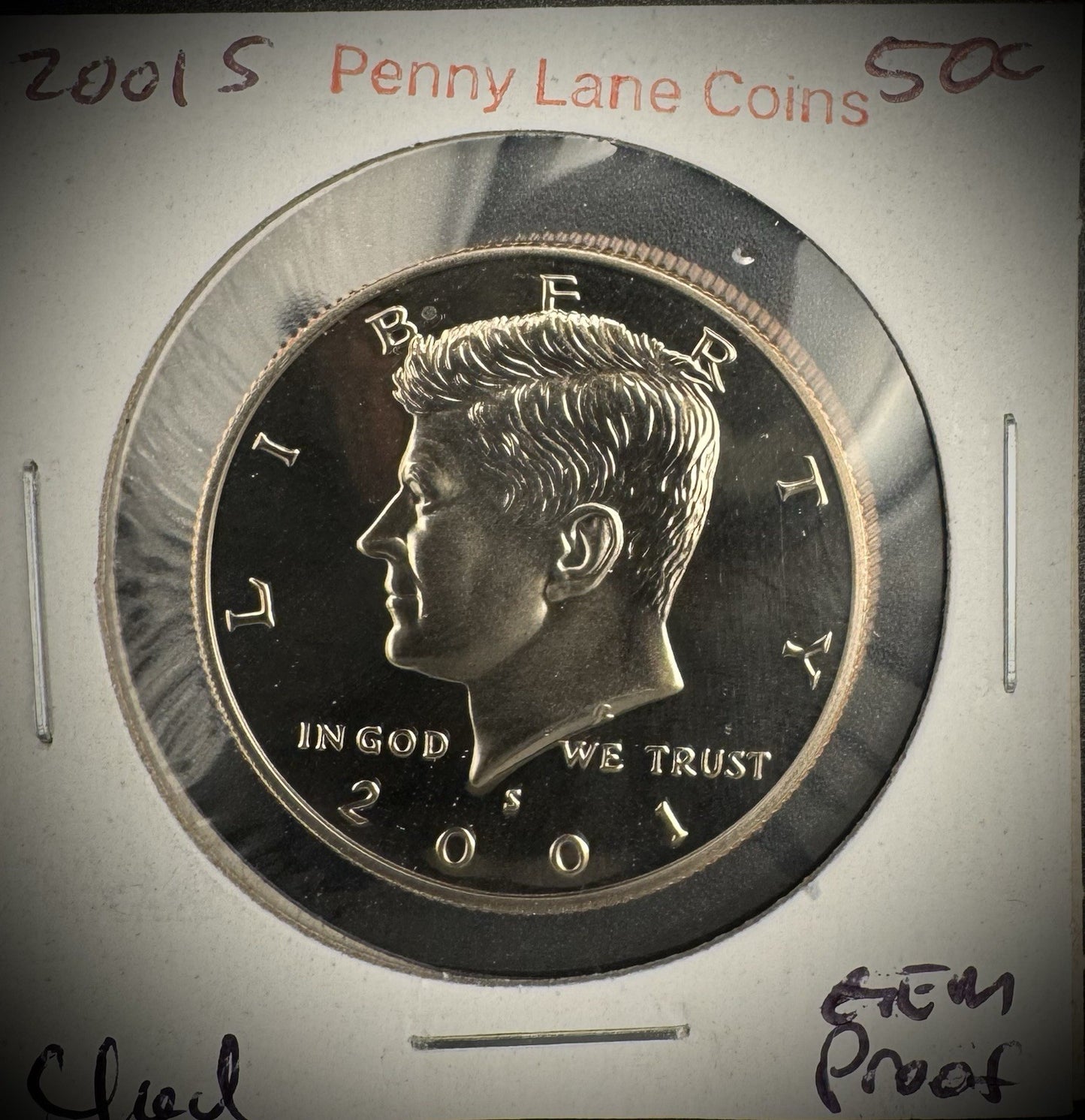 2001-S GEM PROOF Kennedy Half Dollar Clad 50C DEEP ULTRA CAMEO #12