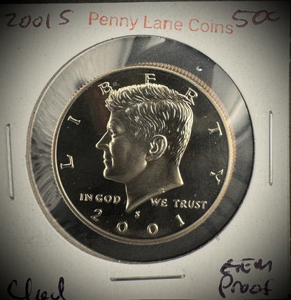 2001-S GEM PROOF Kennedy Half Dollar Clad 50C DEEP ULTRA CAMEO #12