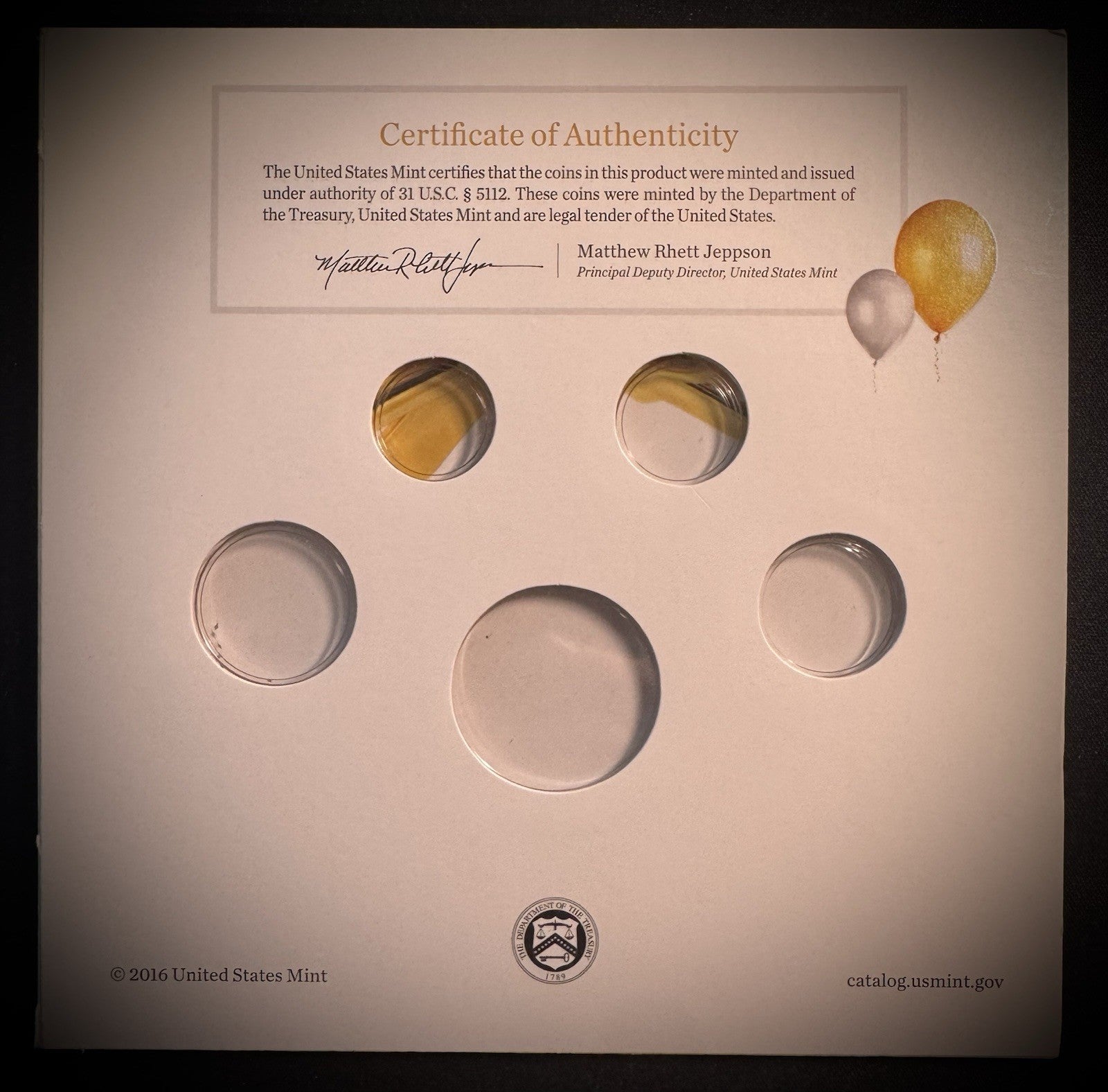 2017 US Mint Happy Birthday Coin Set Card w Plastic Coin Holders Only No Coins2