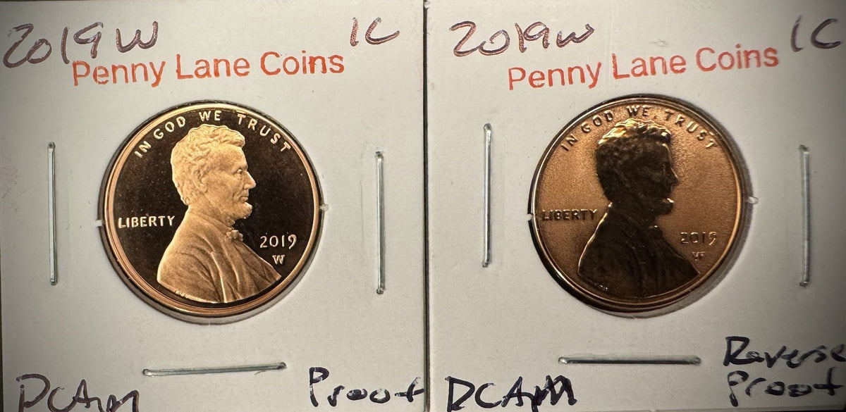 2019-W Lincoln Penny Cent Uncirculated PROOF & Reverse PROOF 2 Coin Set0