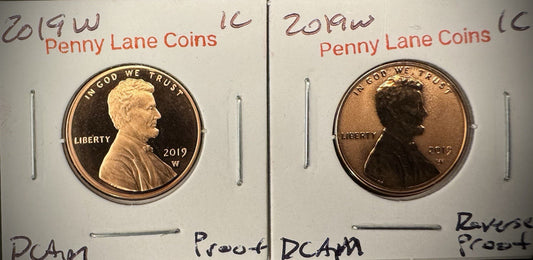 2019-W Lincoln Penny Cent Uncirculated PROOF & Reverse PROOF 2 Coin Set0