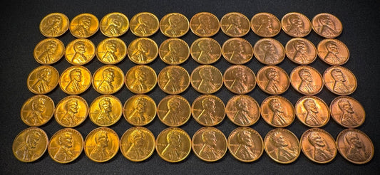 1955-S Lincoln Wheat Cent Penny RED LUSTROUS Uncirculated Roll Of 50 Coins1