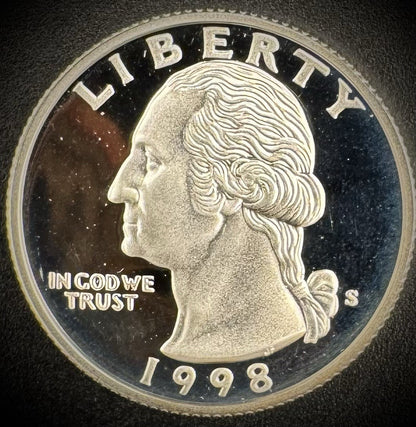 1998-S GEM PROOF Washington Quarter 25C SILVER DEEP ULTRA CAMEO Coin0