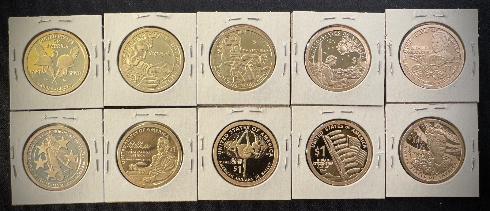 2016-2025 S Sacagawea Dollar GEM PROOF DEEP CAMEO Set Lot Of 10 Coins1