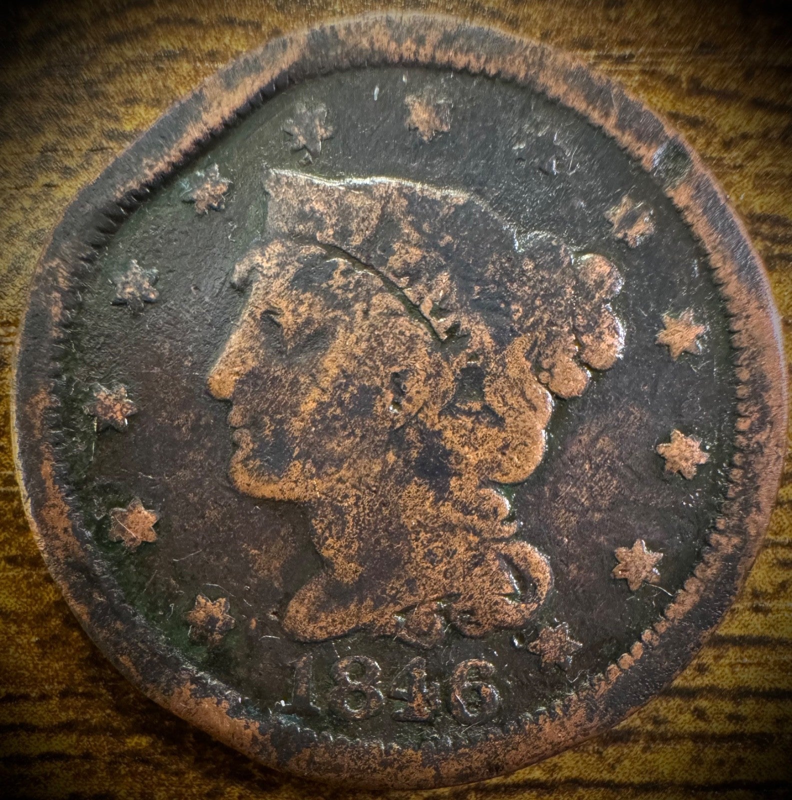 1846 Large Cent Small Date Coronet Head Braided Hair Style0