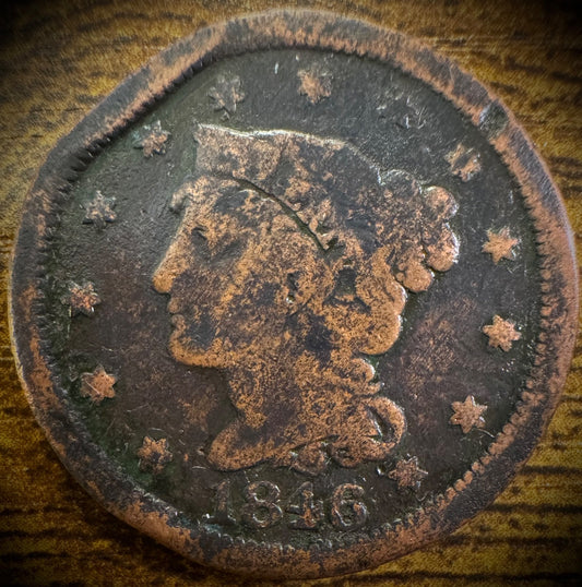 1846 Large Cent Small Date Coronet Head Braided Hair Style0