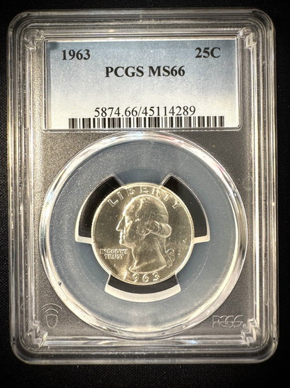 1963 Silver Washington Quarter PCGS MS66 BLAST WHITE0