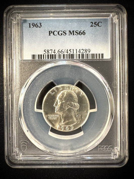1963 Silver Washington Quarter PCGS MS66 BLAST WHITE0