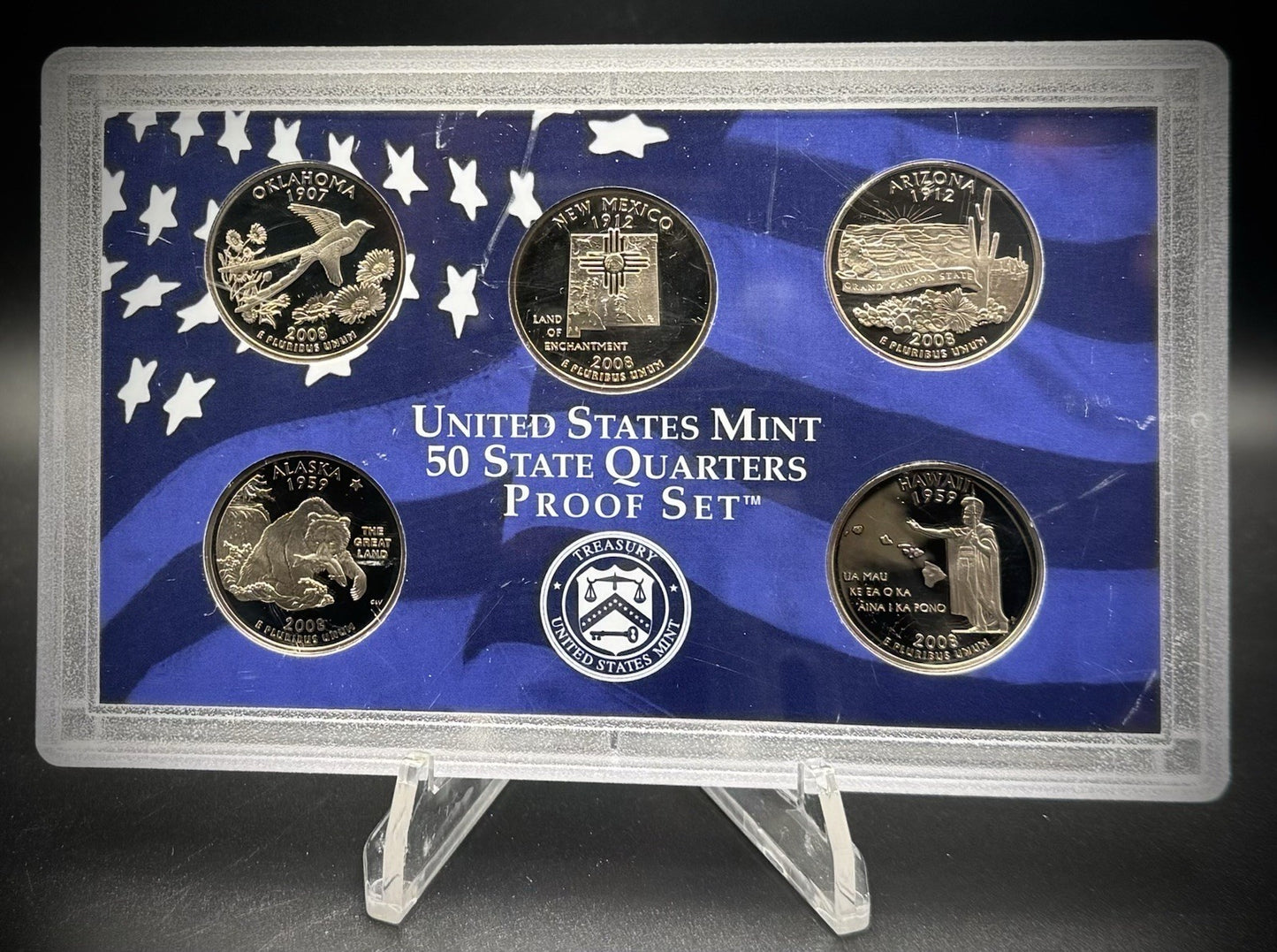 2008-S State Quarter GEM PROOF Clad 5 Coin Set w 2008 US Mint Box and COA0