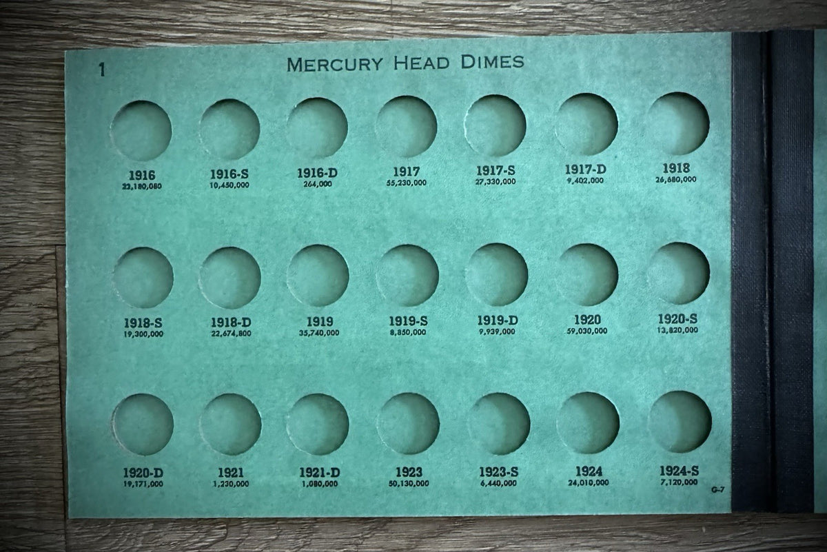 Never Used Vintage Meghrig Mercury Head Dimes 1916-1945 G-7 Album Empty No Coins3