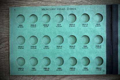 Never Used Vintage Meghrig Mercury Head Dimes 1916-1945 G-7 Album Empty No Coins3