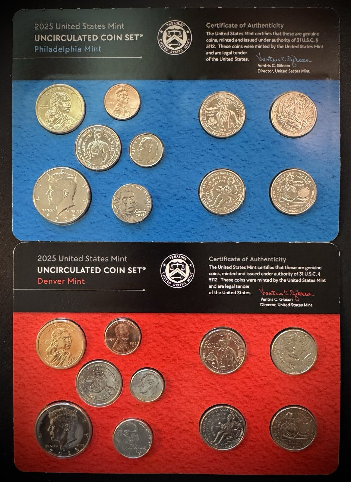 2025 US Mint Uncirculated 20 Coin Set P & D Philadelphia & Denver 10 Coins Each0