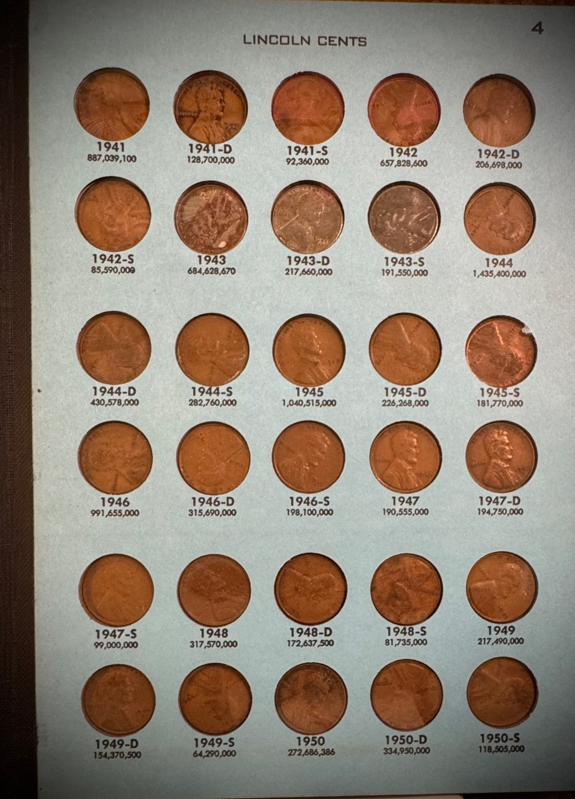 1909 VDB-1962 P D S Lincoln Wheat Cent Penny Partial Set 124 Coins Mehrig Album8