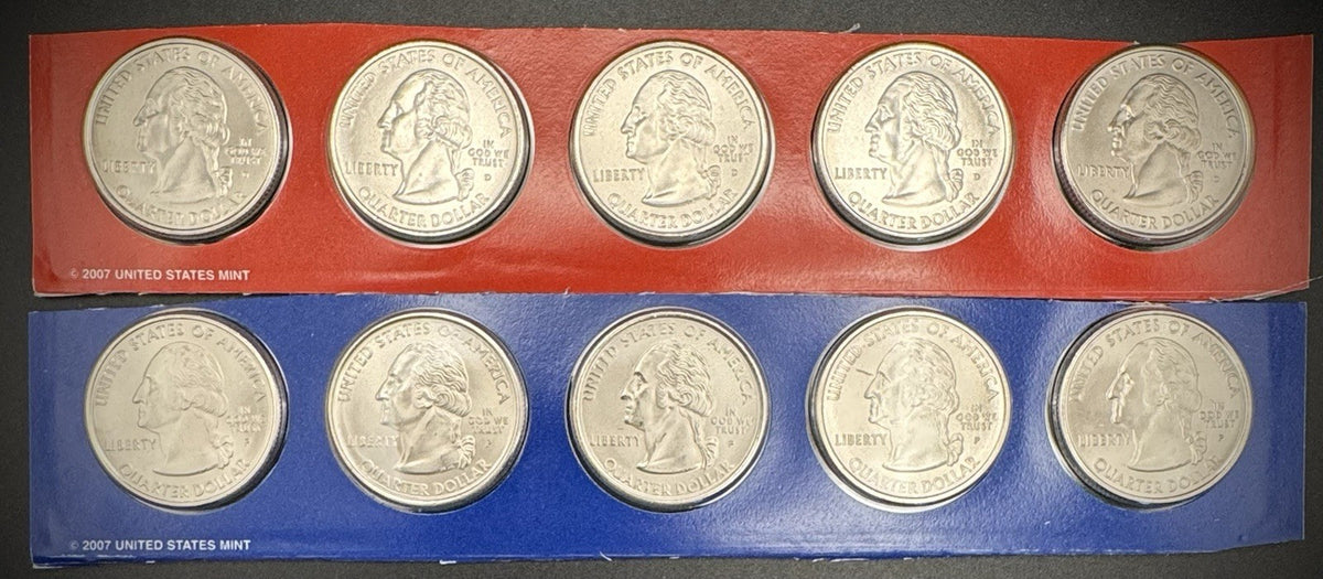 2007 P D Satin Finish State Quarter 10 Coins From US Mint Uncirculated Coin Set0