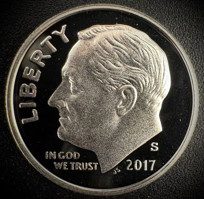 2017-S 90% SILVER GEM PROOF Roosevelt Dime 10C .900 Fine DEEP CAMEO Coin0