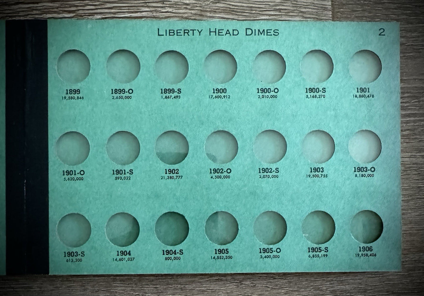 Never Used Vintage Meghrig Barber Dimes 1892-1916 G-6 Album Empty No Coins2