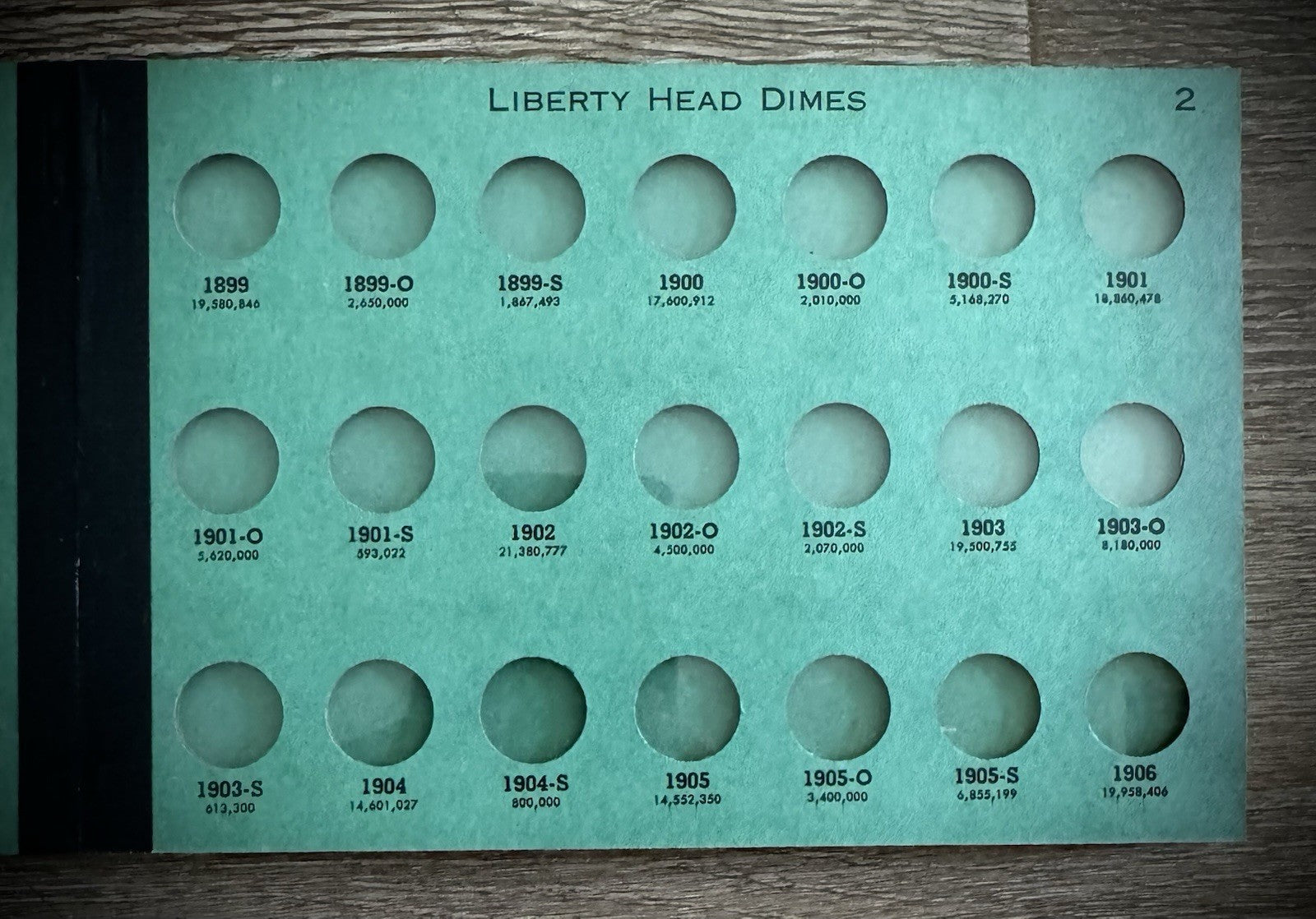 Never Used Vintage Meghrig Barber Dimes 1892-1916 G-6 Album Empty No Coins2