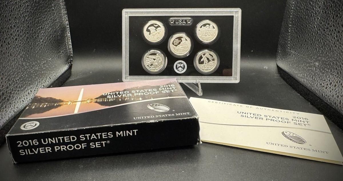 2016-S 90% SILVER America the Beautiful PROOF Quarter Set w 2016 US MINT Box COA0
