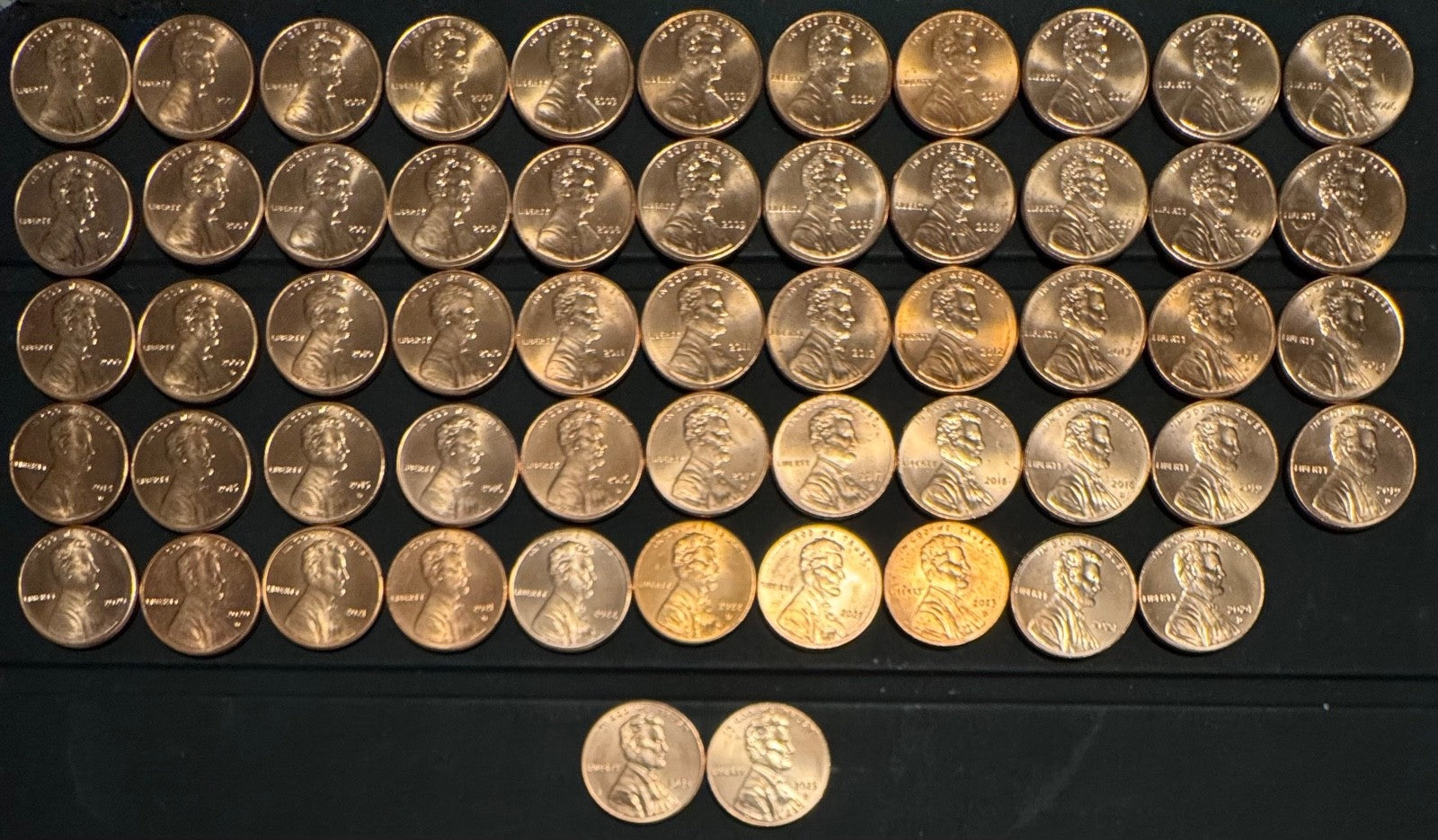 1959-2025 P D 1968-74 S Lincoln Cent Penny Uncirculated BU COMPLETE Set2