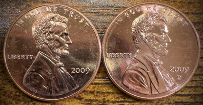 2009 Lincoln Cent Professional Life LP3 P D UNC BU 2 Coins From US Mint Rolls1