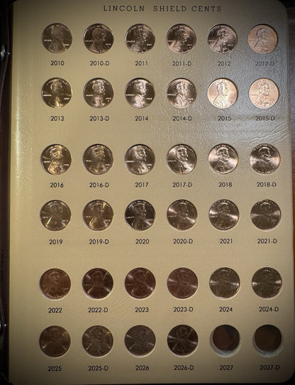 2010-2026 P D Lincoln Shield Cent Penny COMPLETE 34 Coin Set in NEW Dansco 71041