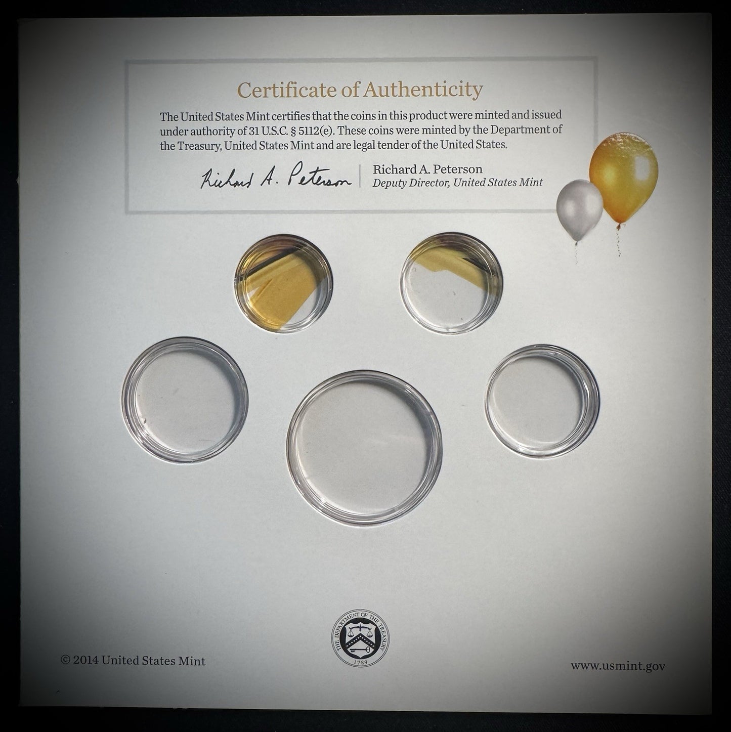 2015 US Mint Happy Birthday Coin Set Card w Plastic Coin Holders Only No Coins2