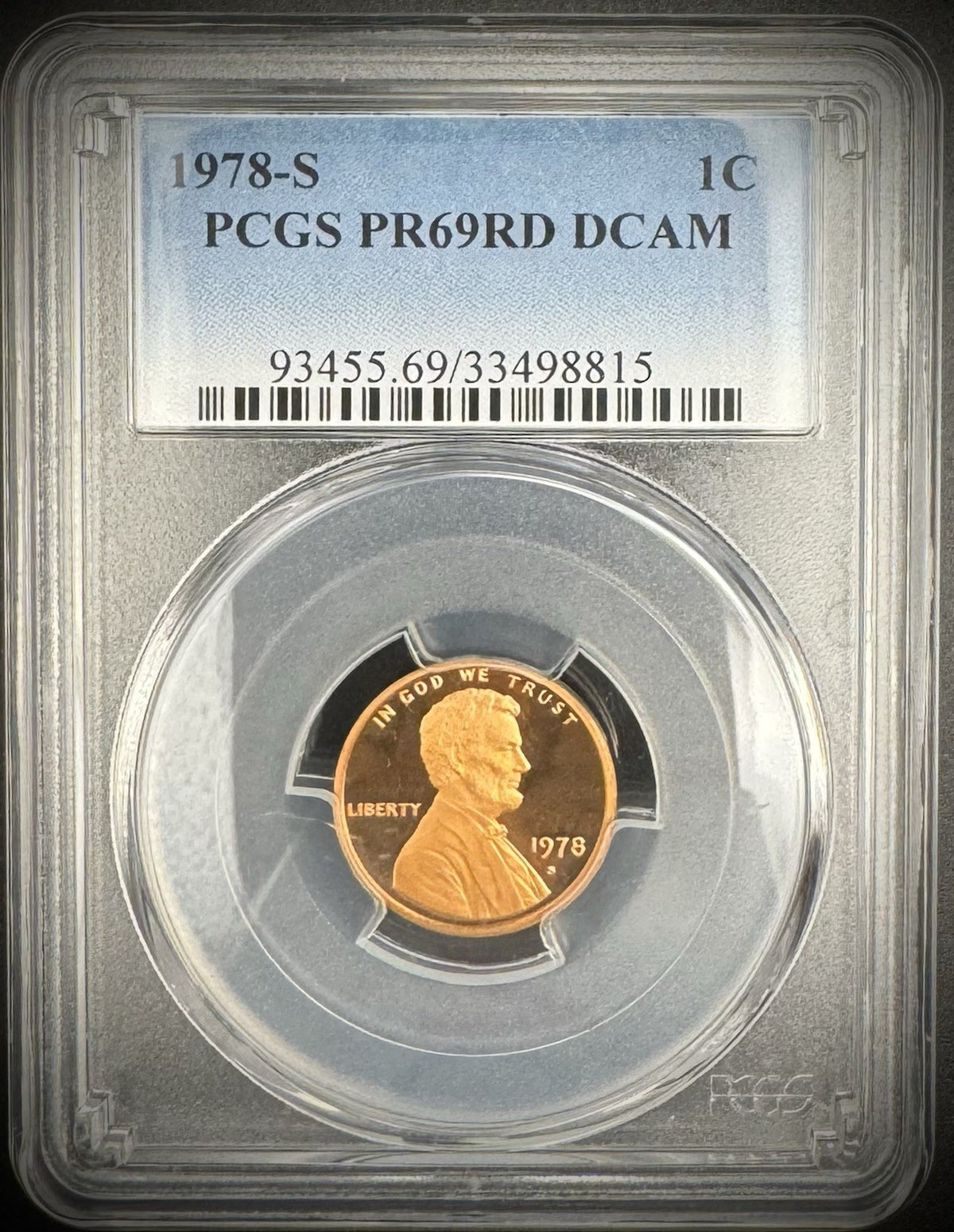 1978-S Lincoln Memorial Cent Penny PCGS PR69RD DCAM PROOF Coin DEEP CAMEO0