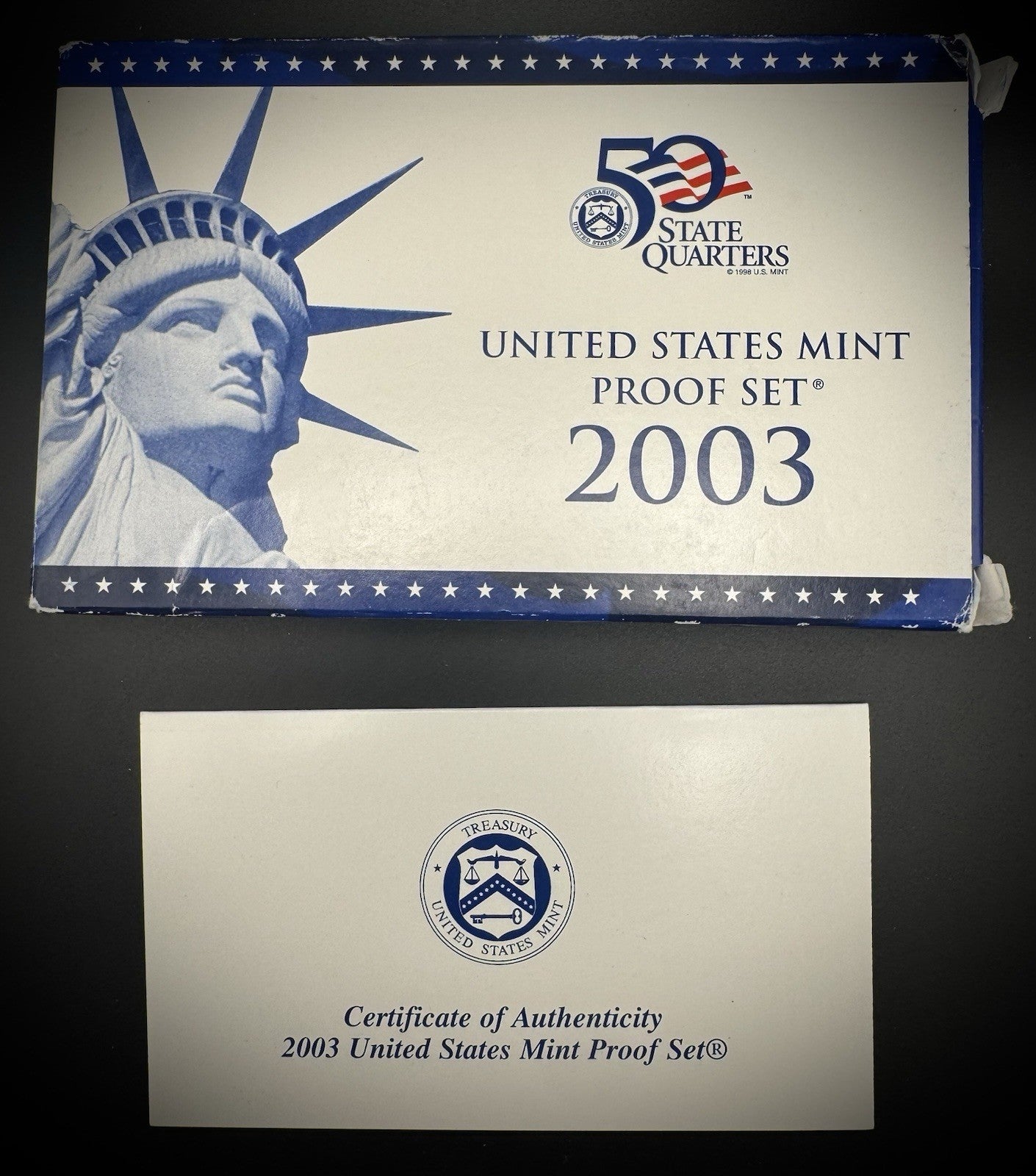 2003-S State Quarter GEM PROOF Clad 5 Coin Set w 2003 US Mint Box and COA2
