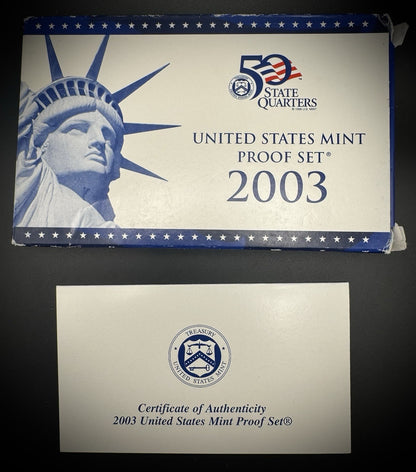 2003-S State Quarter GEM PROOF Clad 5 Coin Set w 2003 US Mint Box and COA2