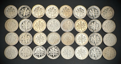 1968-1999 S Roosevelt Dime GEM PROOF Clad 32 Coin 20th Century Collection Set3
