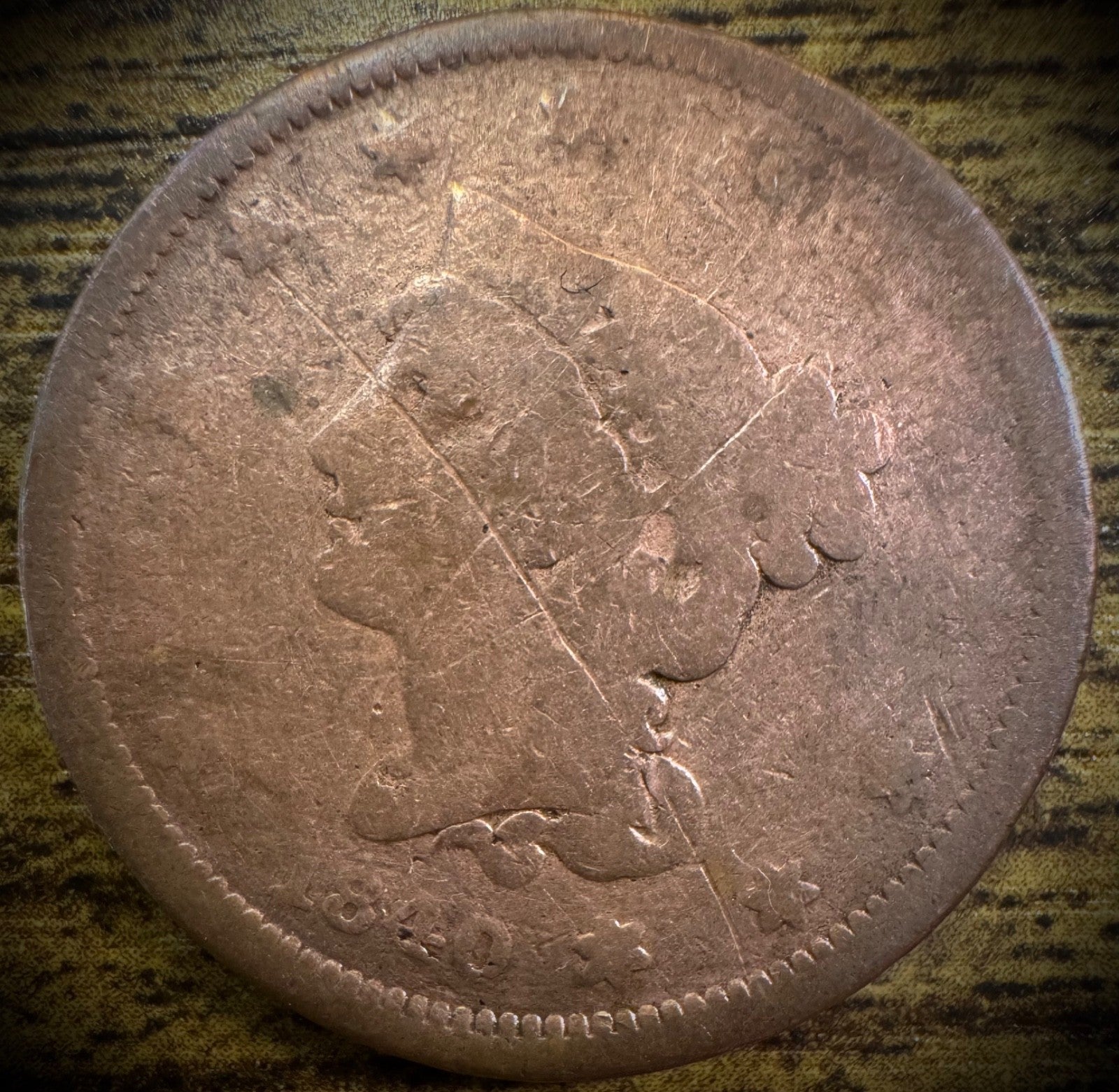 1840 Large Cent Coronet Head Braided Hair Style Small Date #20