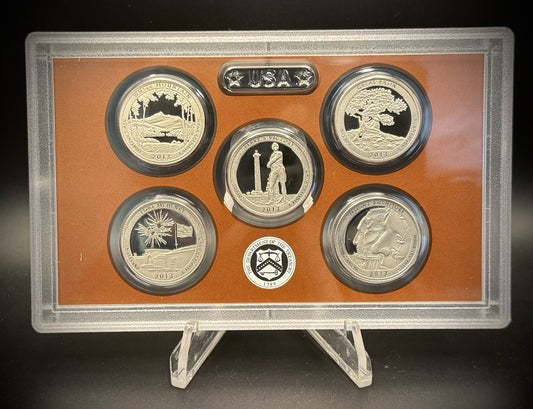 2013-S ATB Quarter GEM PROOF Clad 5 Coin Set w 2013 US Mint Box and COA0