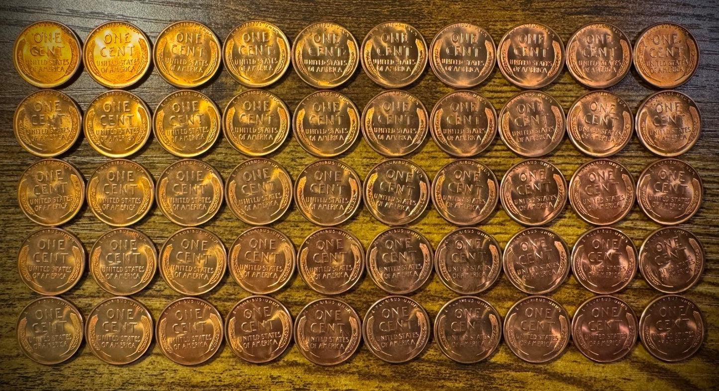 1950-D Lincoln Wheat Cent Penny CHERRY Red GEMS3