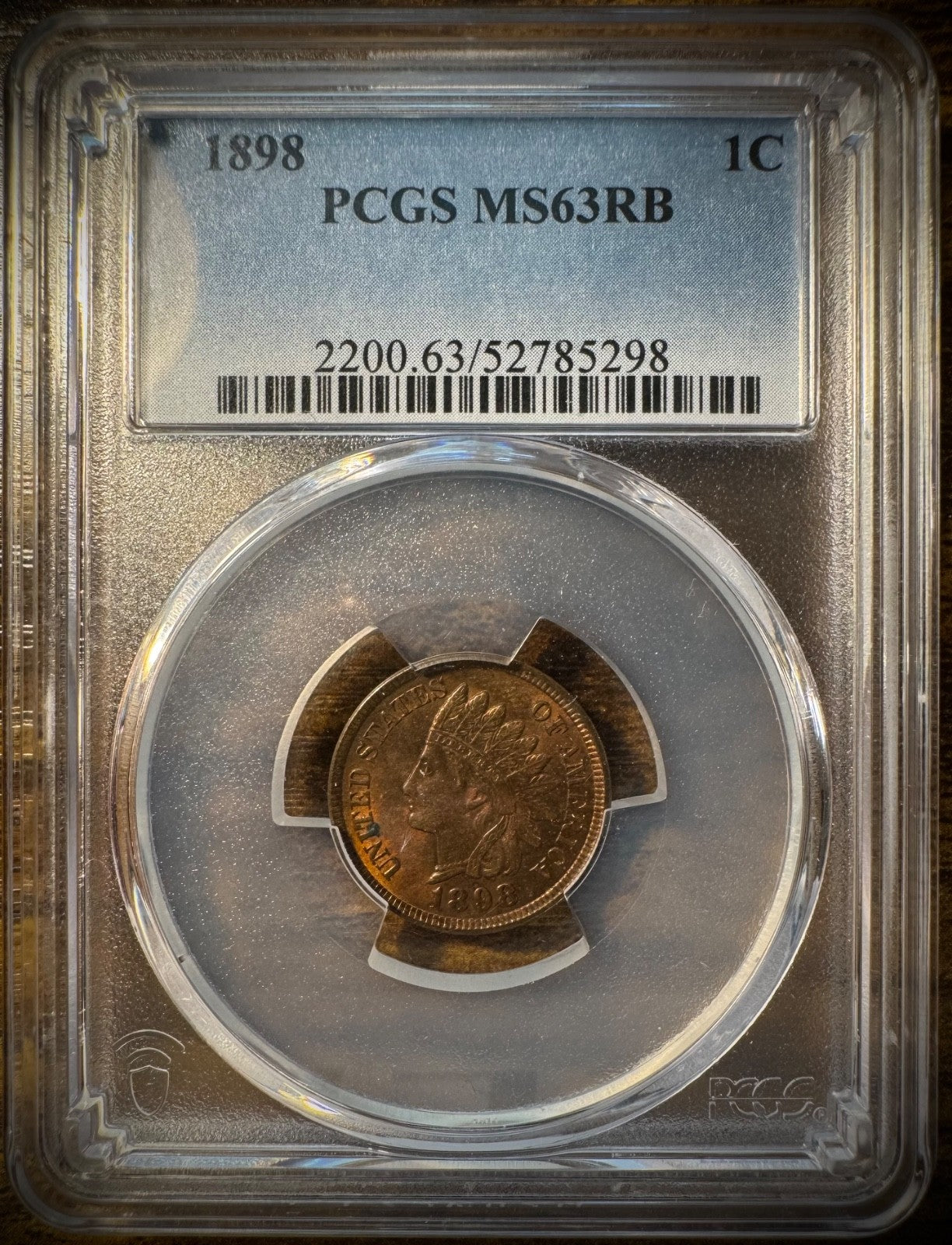 1898 Indian Head Cent Penny PCGS MS63RB0
