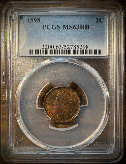 1898 Indian Head Cent Penny PCGS MS63RB0