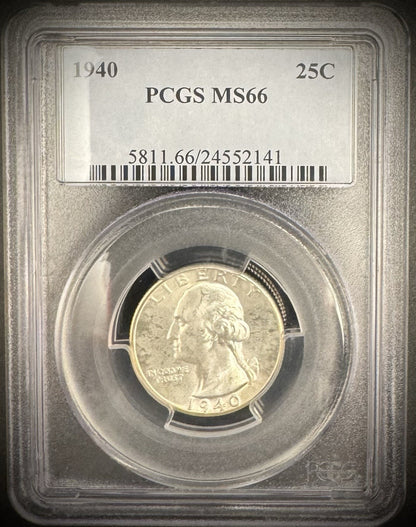 1940 Washington Quarter PCGS MS66 GEM BU Brilliant Uncirculated0