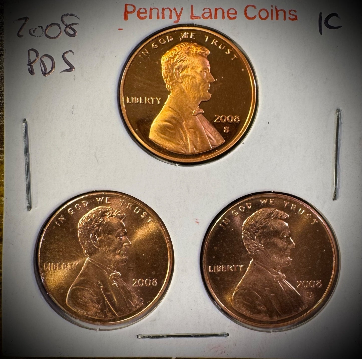 2008 P D S Lincoln Memorial Cent UNCIRCULATED + PROOF 3 Coin Lot Last Memorial0