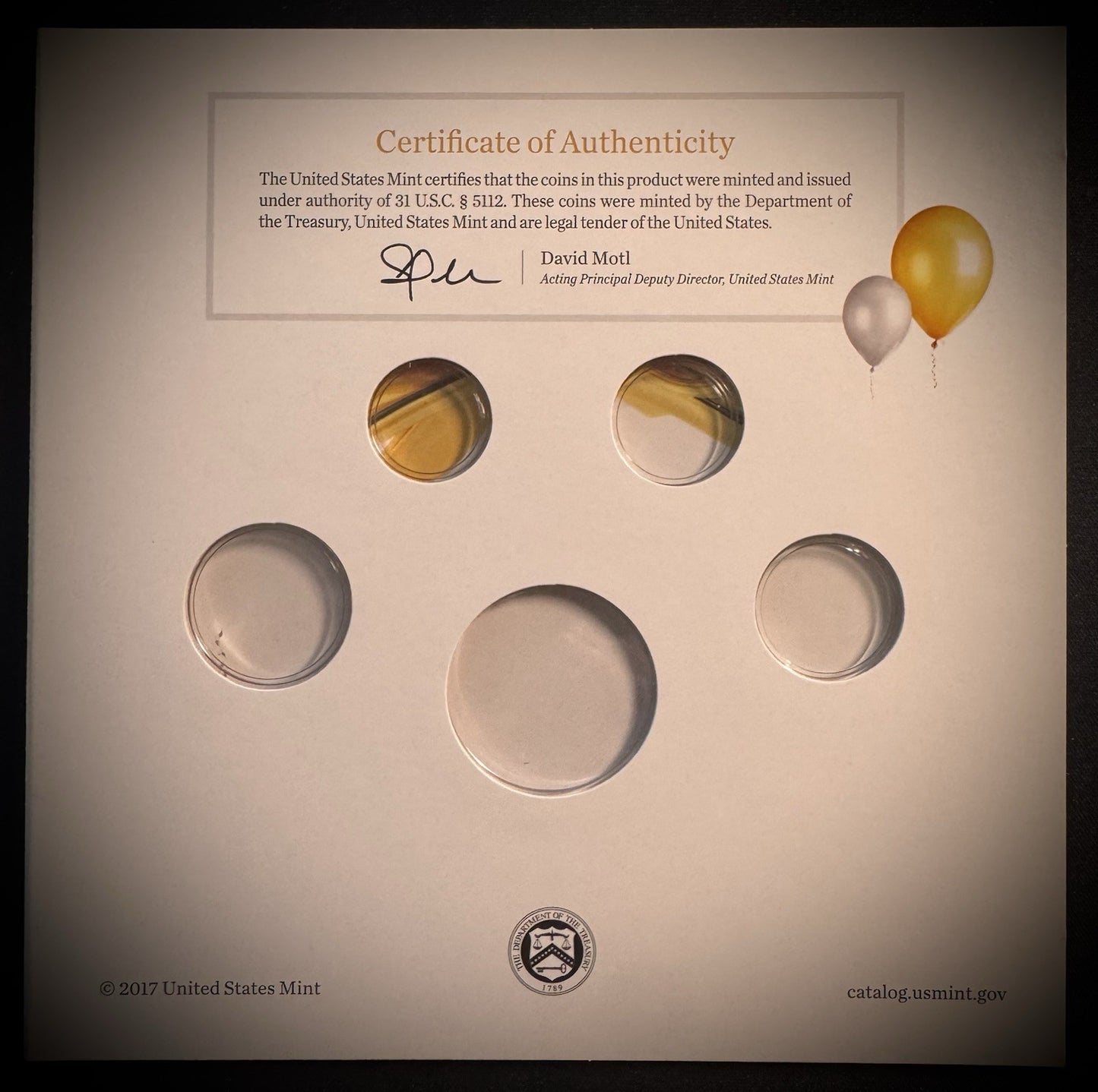 2018 US Mint Happy Birthday Coin Set Card w Plastic Coin Holders Only No Coins2
