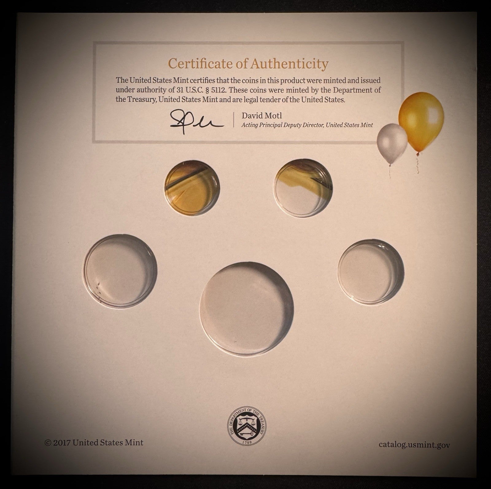 2018 US Mint Happy Birthday Coin Set Card w Plastic Coin Holders Only No Coins2