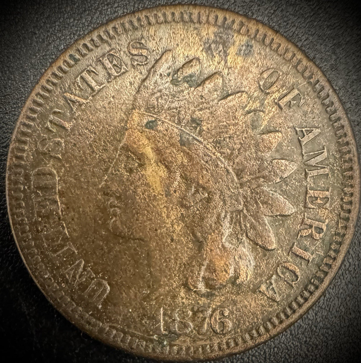 1876 Indian Head Cent Penny SEMI-KEY Date Coin0