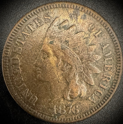 1876 Indian Head Cent Penny SEMI-KEY Date Coin0