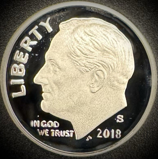 2018-S 90% SILVER GEM PROOF Roosevelt Dime 10C .900 Fine DEEP ULTRA CAMEO0