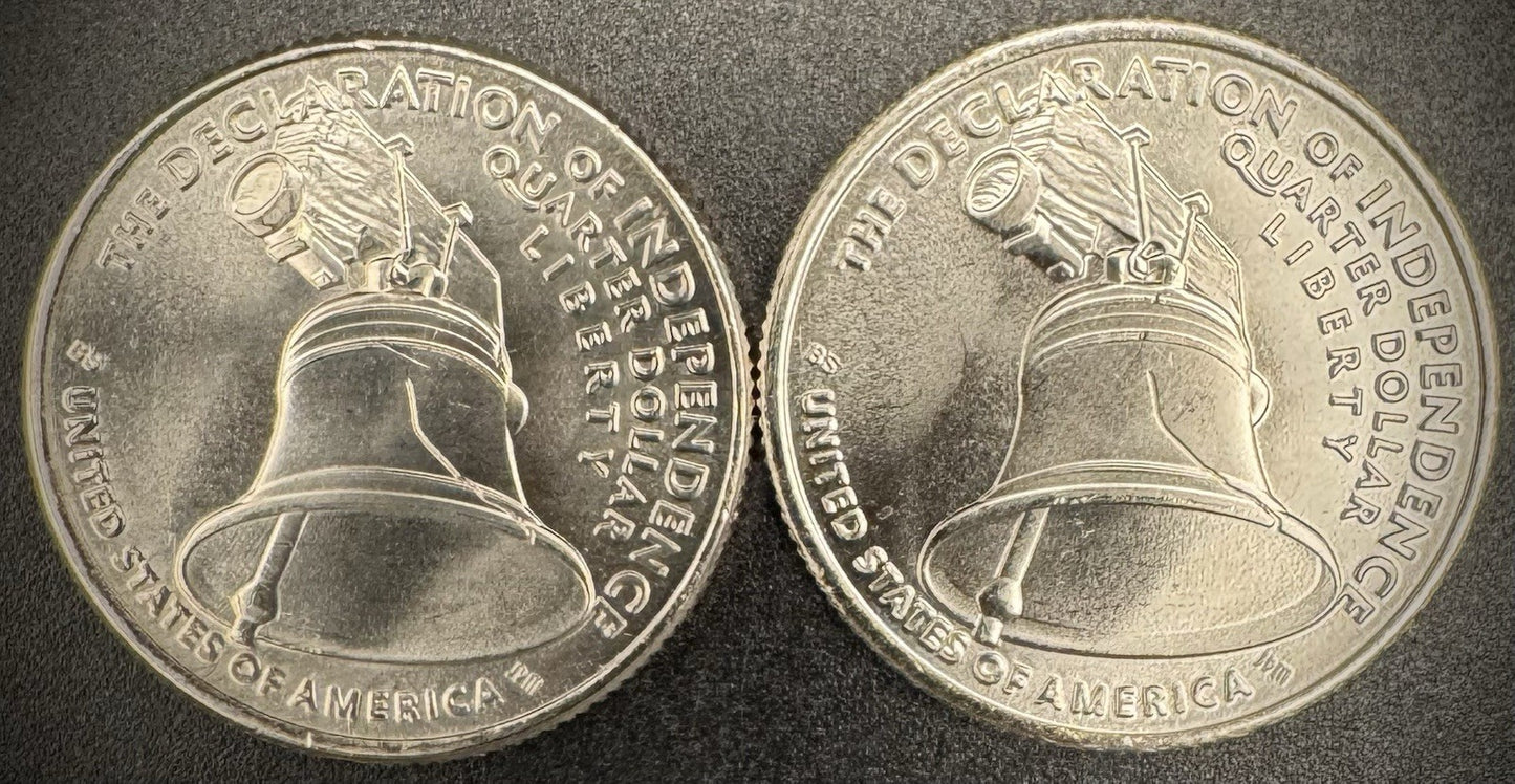 2026 P D Declaration Of Independence Bell Quarter BU Set of 2 Coins 1776-20261