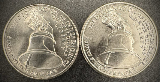 2026 P D Declaration Of Independence Bell Quarter BU Set of 2 Coins 1776-20261
